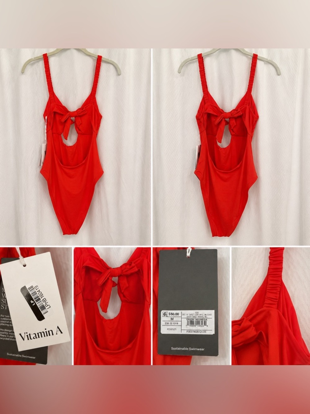 Vitamin A Vibrant Red Knot-Front One-Piece Swimsuit